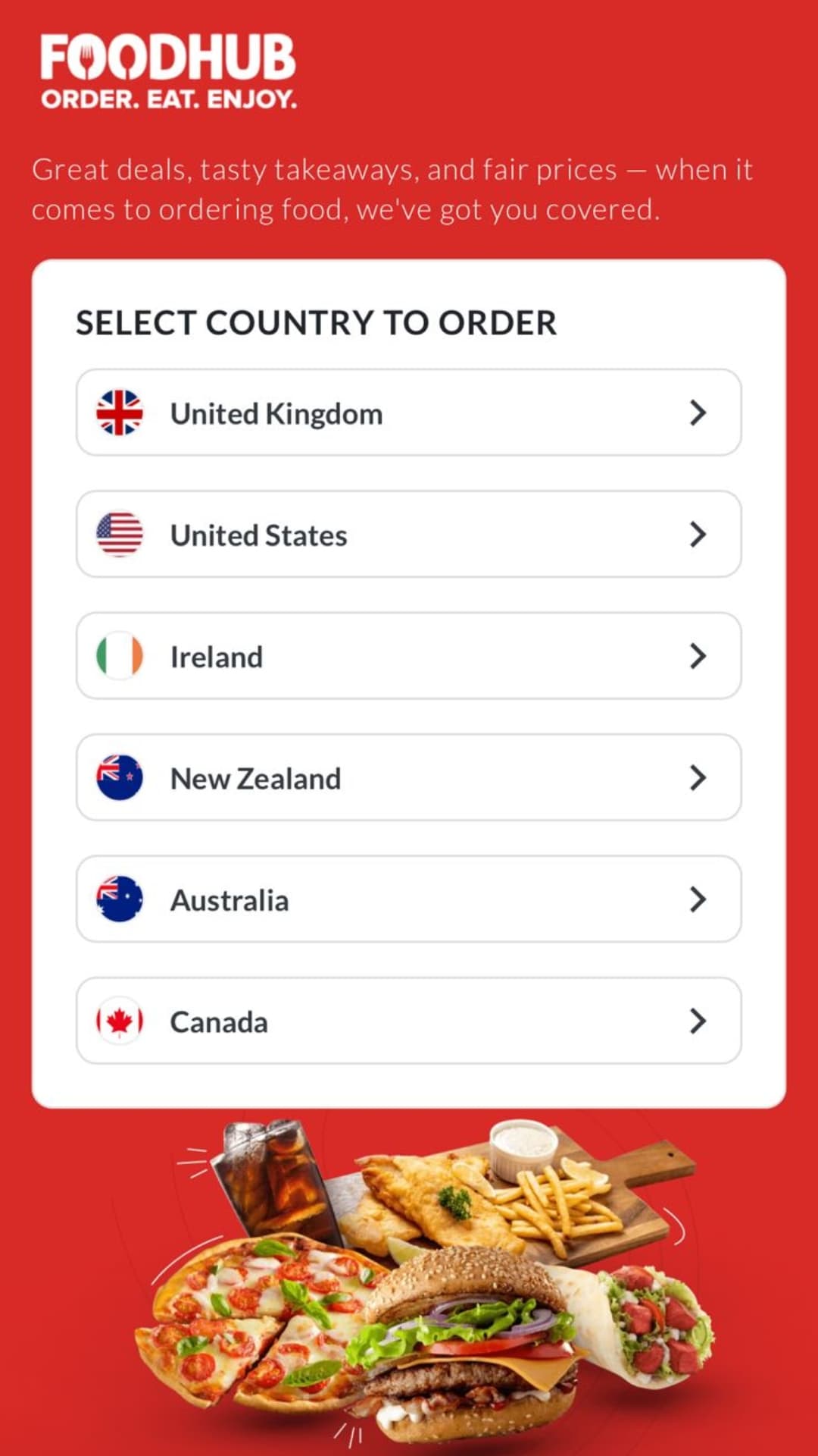 FoodDelivery Hub mobile interface