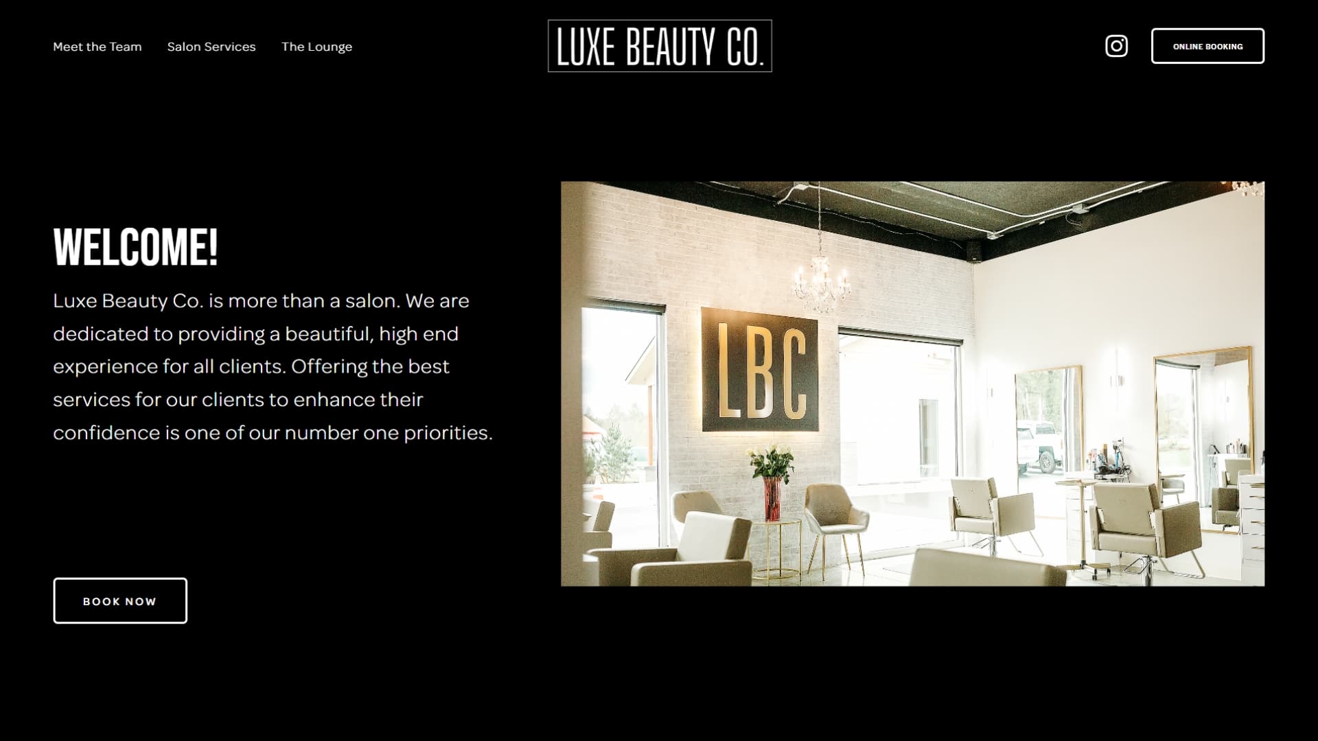 Luxe Beauty Salon web interface