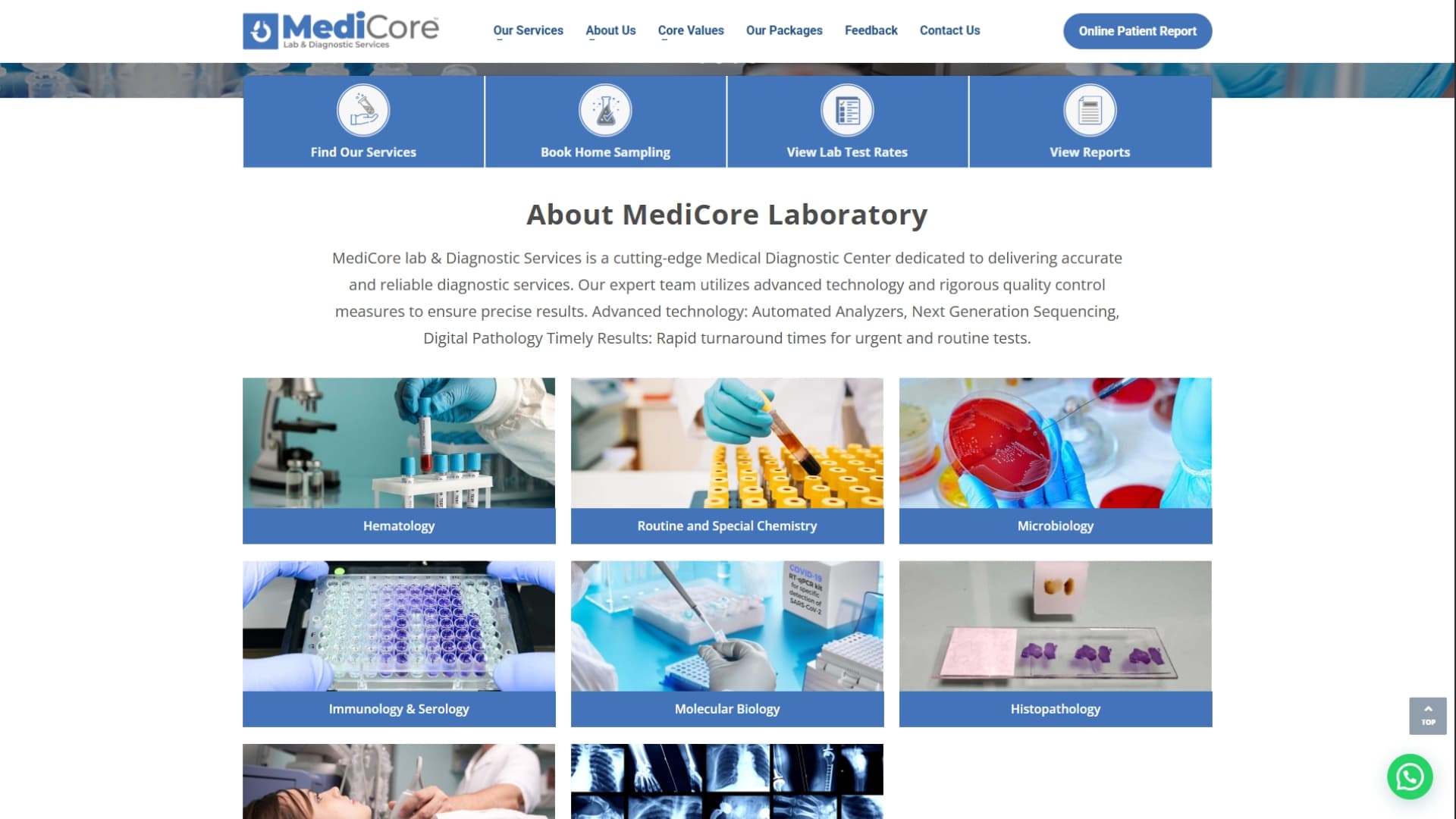 MediCore Hospital web interface